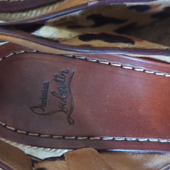 Christian Louboutin Wedge Sandals Pony Hair Leopard - Picture 4 of 8